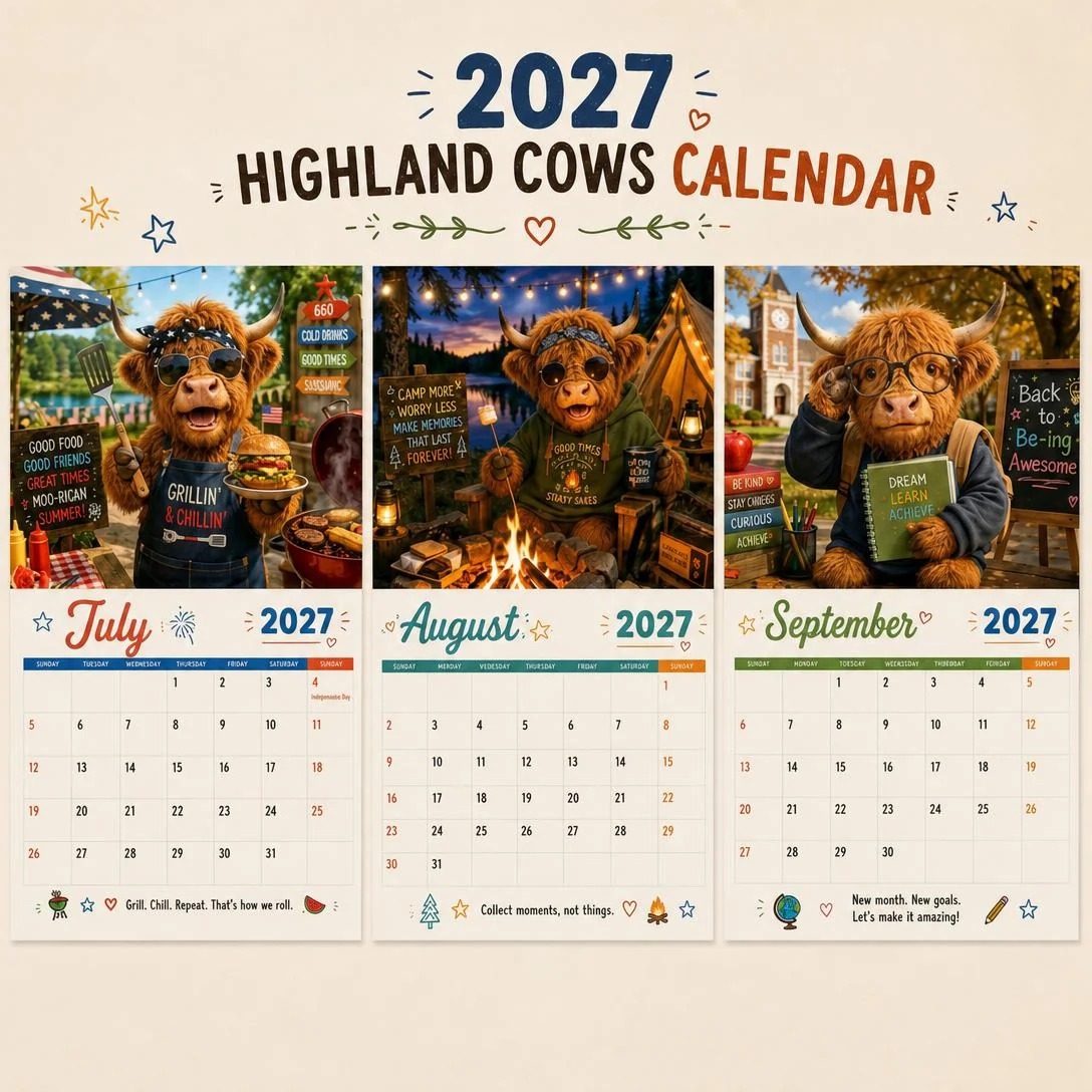 ๐ฎ 2027 Funny Highland Cow Wall Calendar